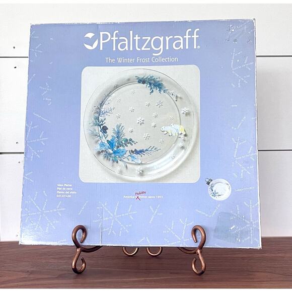 Winter Frost by PFALTZGRAFF Round Glassware Cake Plate with Original Box - Picture 3 of 10